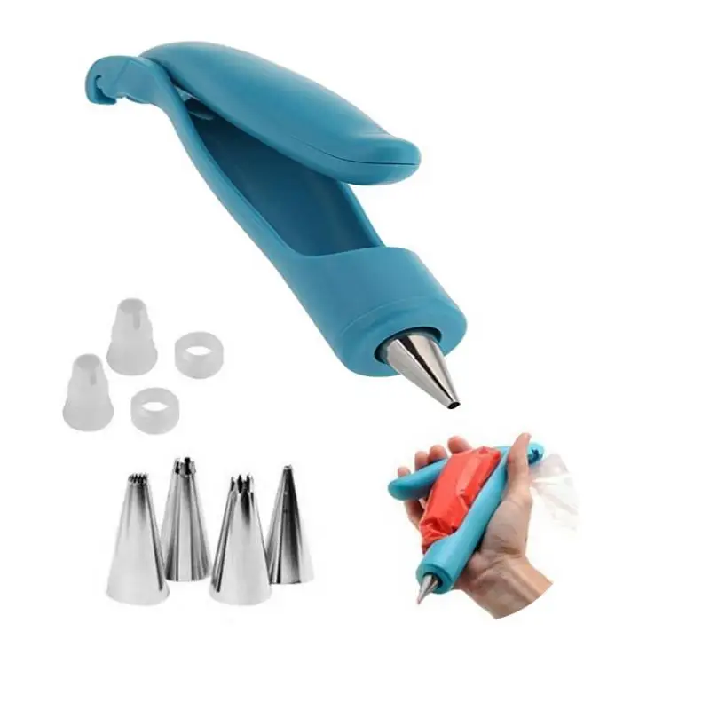Pastry Icing Piping Set Cookie Maker Press Gun Kit with 4 Icing Tips Chocolate Cake Sugar Craft Decorating Pen Tool Set
