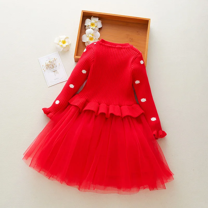 New arrival beautiful kids clothes casual dress boutique knitted girls dress