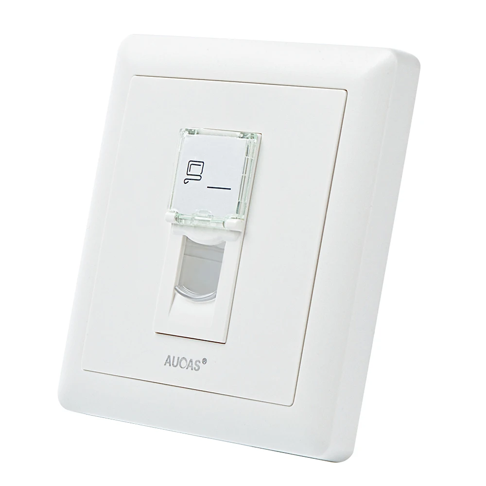 Aucas High Quality ABS Cheap Wall Outlet Rj45 single port network Faceplate