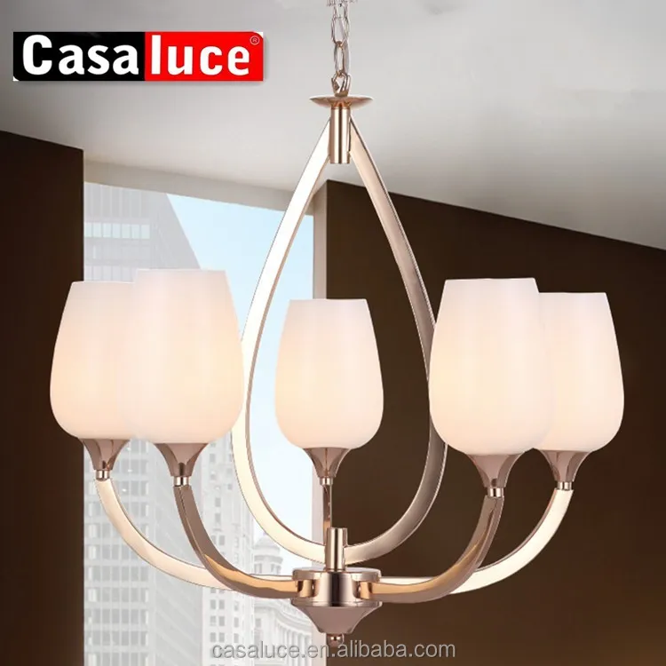 Modern design luxury golden color glass shade chandelier light