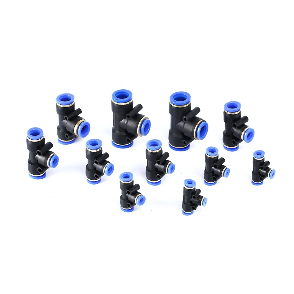 SNS S PEN Series pneumatic one touch different diameter 3 way reducing tee type plastic quick connector air pipe fitting