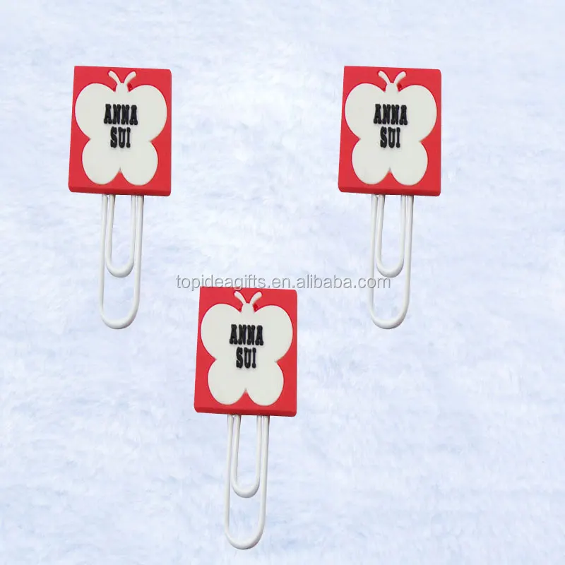 Rubber PVC Paper Clip customized Eco-friendly soft pvc silicone bookmark for book