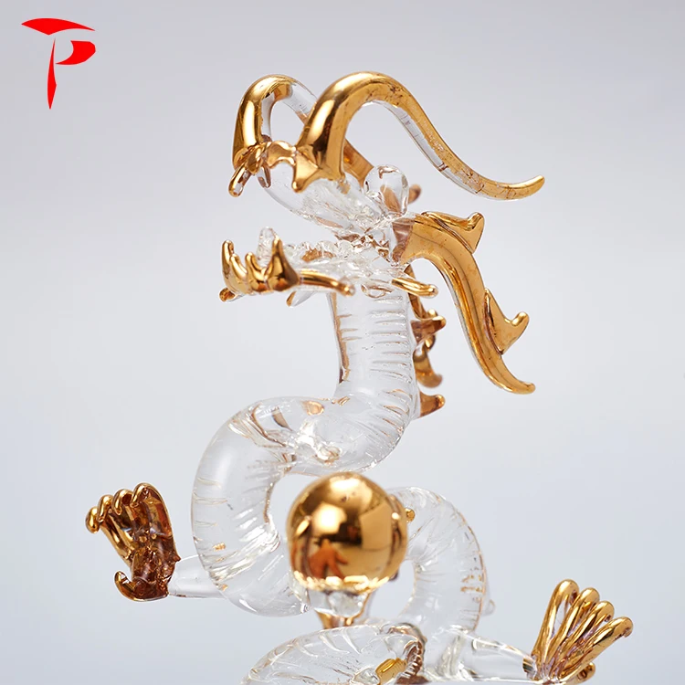 Golden Vertical Dragon Craft Glass Decoration Glass Vase Shapes and Names