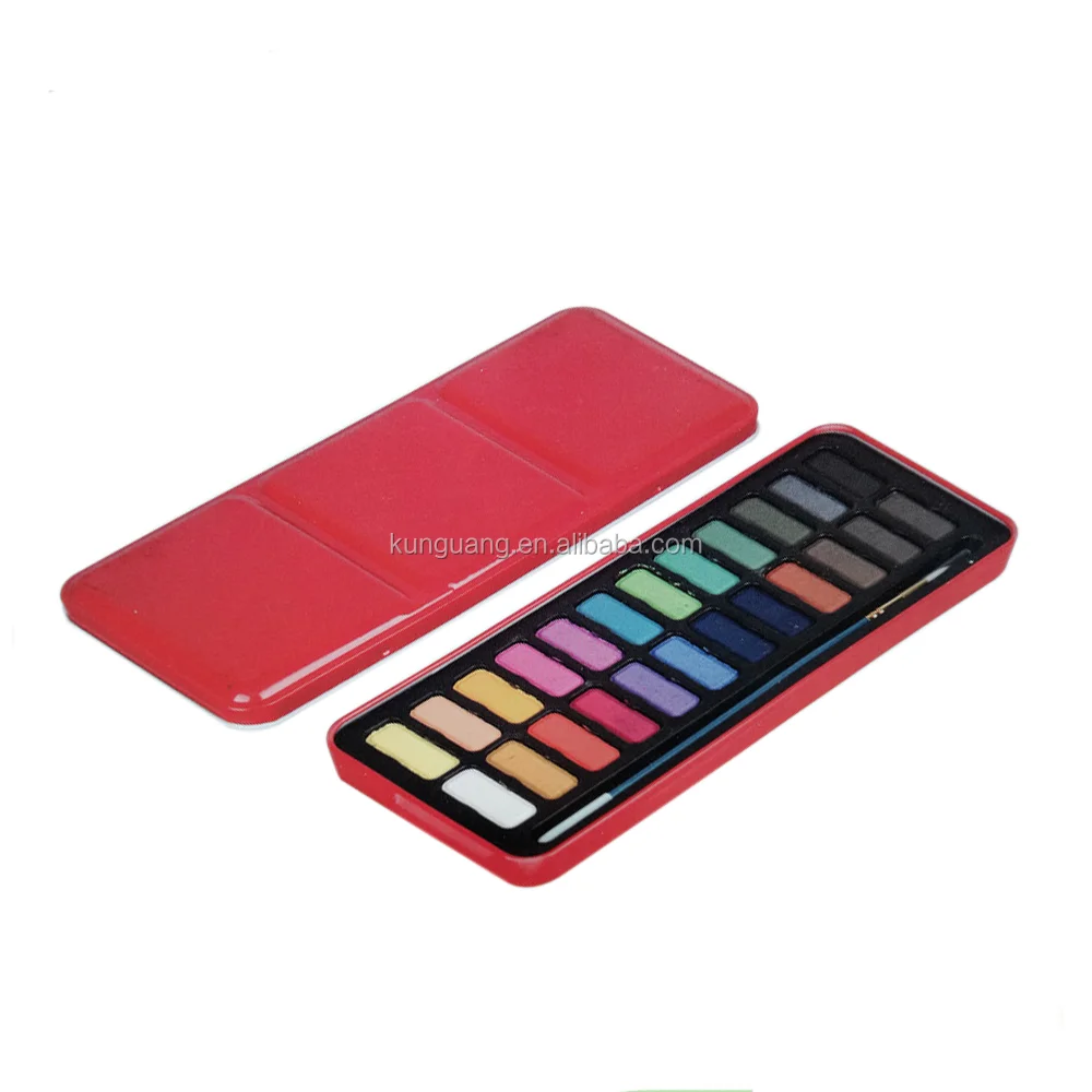 Оптовая продажа, набор акварельных красок с кисточкой для воды, 24 цвета