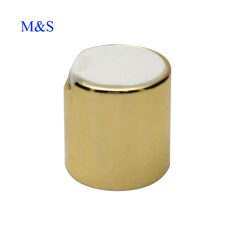 Customized 24 410 shiny gold essential oil bottle screw disc top cap
