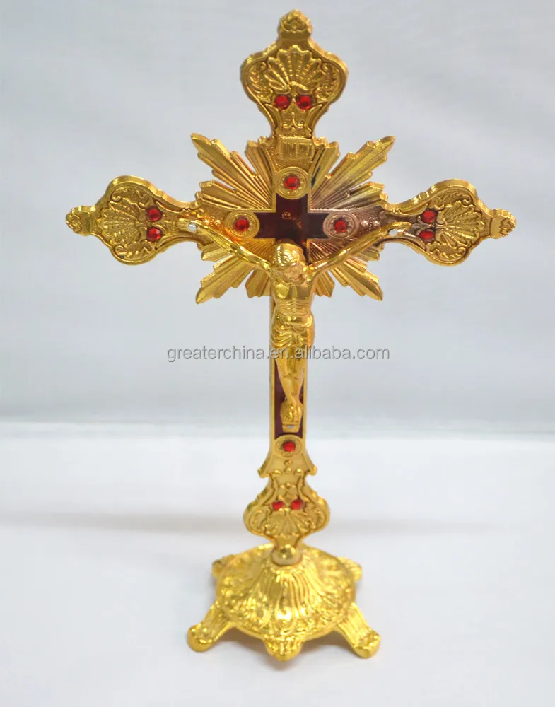 Best Selling Standing Crucifix With Gift Box,gold Religious Standing Crucifix