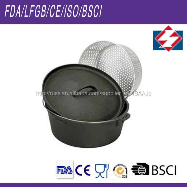 Preseasoned чугун микроволновые печи голландский с помят крышкой для кемпинга