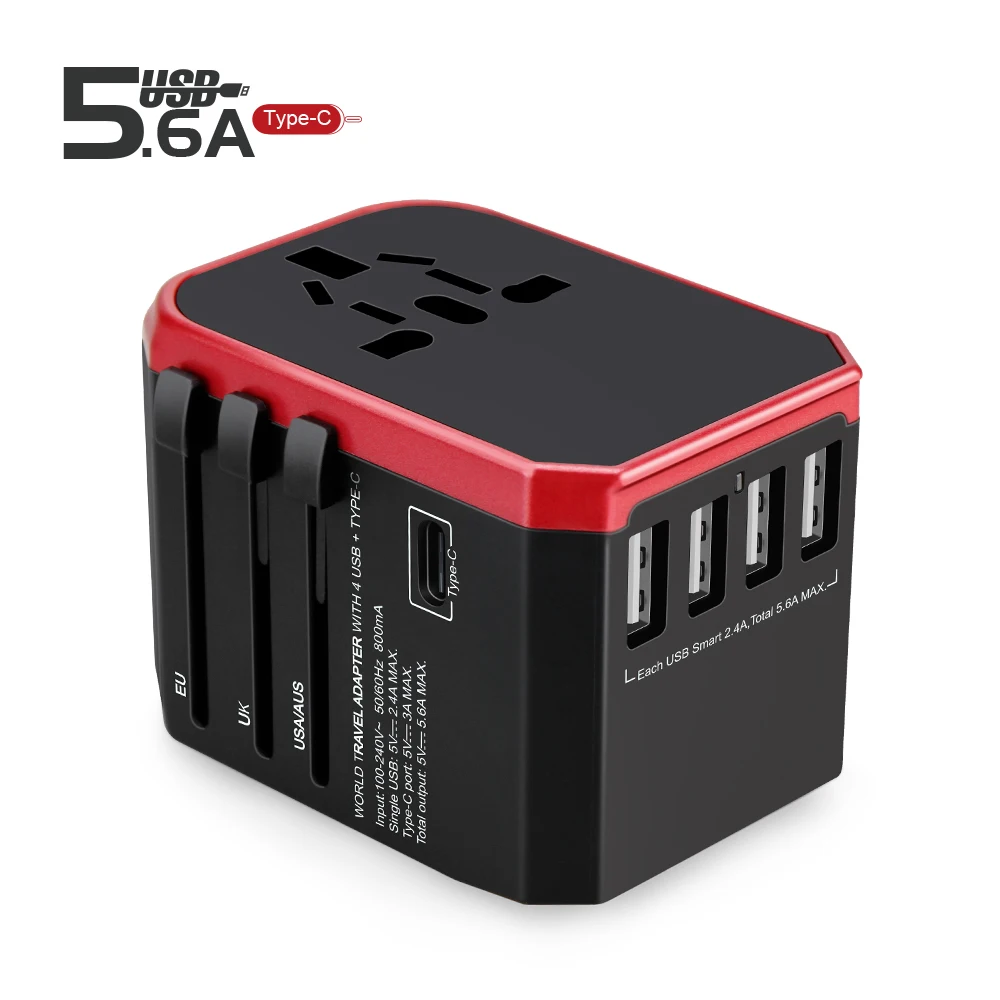 Wontravel 4USB Type C адаптер все в одном Универсальный адаптер для путешествий Международный адаптер зарядного устройства