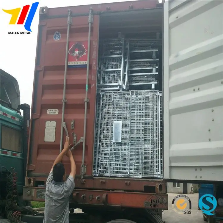
Supermarket Metal Wire Mesh Container Foldable Storage Crate for Storage 