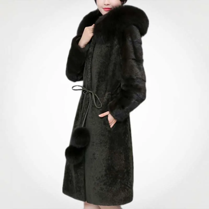 
Best Selling Latest Design Perfect Cut Sable Fur Coat Factory Long Plus Size Cotton Single Button Thick Formal Breathable O-neck 