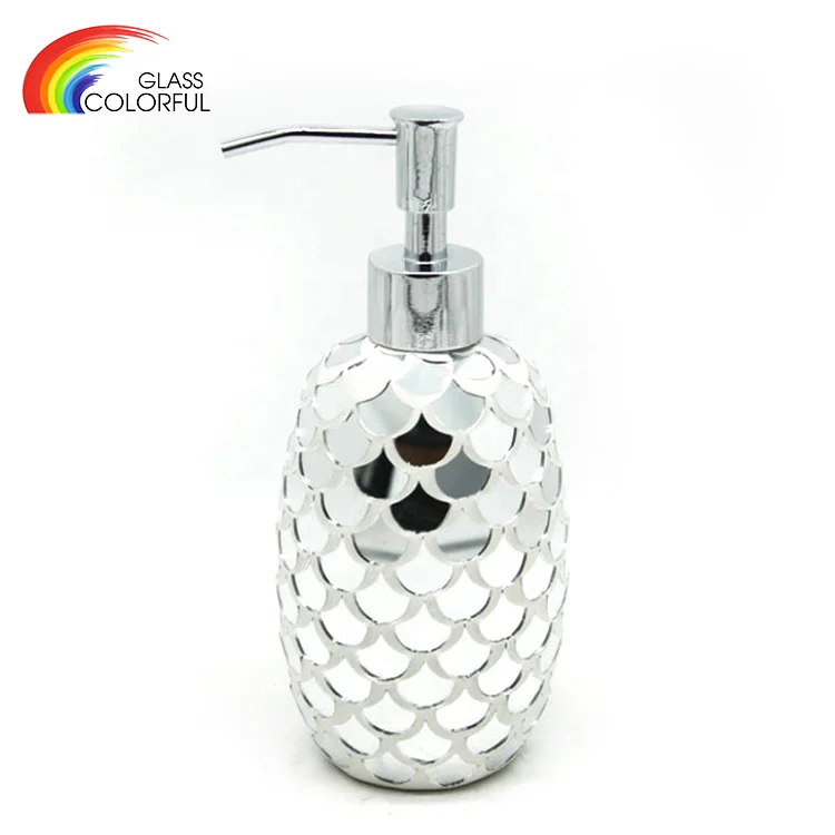 Glass bath set glass soap dispenser glass soap dispenser with pump