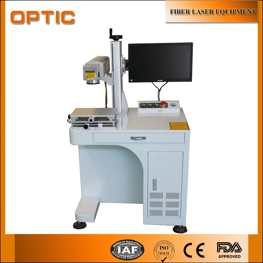 Hot Sell 30W Mini Desktop Fiber Laser Marking Machine for Metal Mobile Phone Case Bottle Engraving