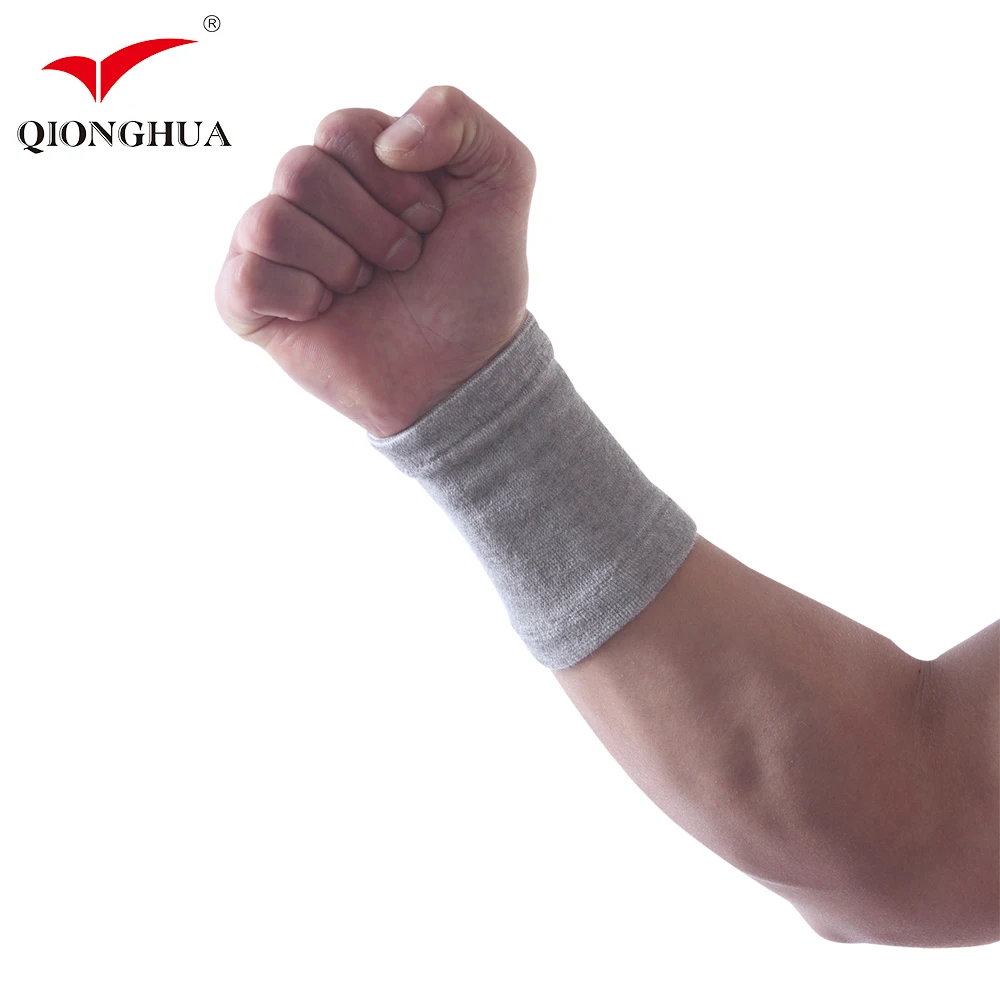 Wholesale bamboo yarns elastic wrist band support knitted absorb sweat breathable elastic wrist band