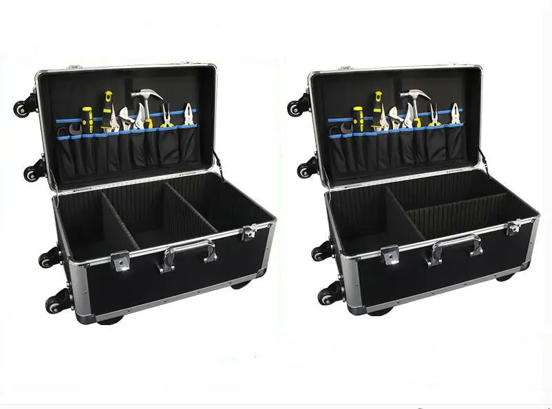 
Household Workshop Repair Hand Trolley Aluminum Tool Case with Wheels 