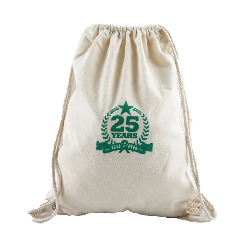 Canvas drawstring backpack for shopping and gym, cotton canvas string backpack drawstring cotton pouch bag