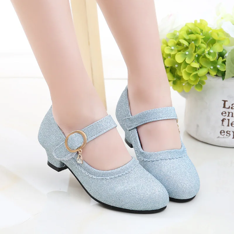 2019 Spring New Lady  Student Fashion High Heel Girl Leather Princess Shoe