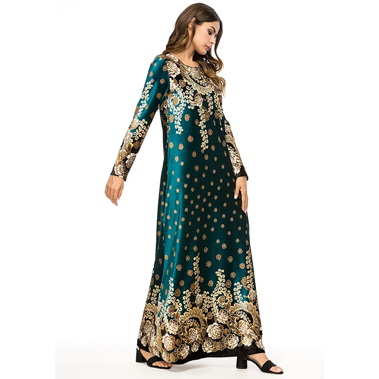 
Middle east women winter clothing dubai muslim long velvet moroccan dresses 
