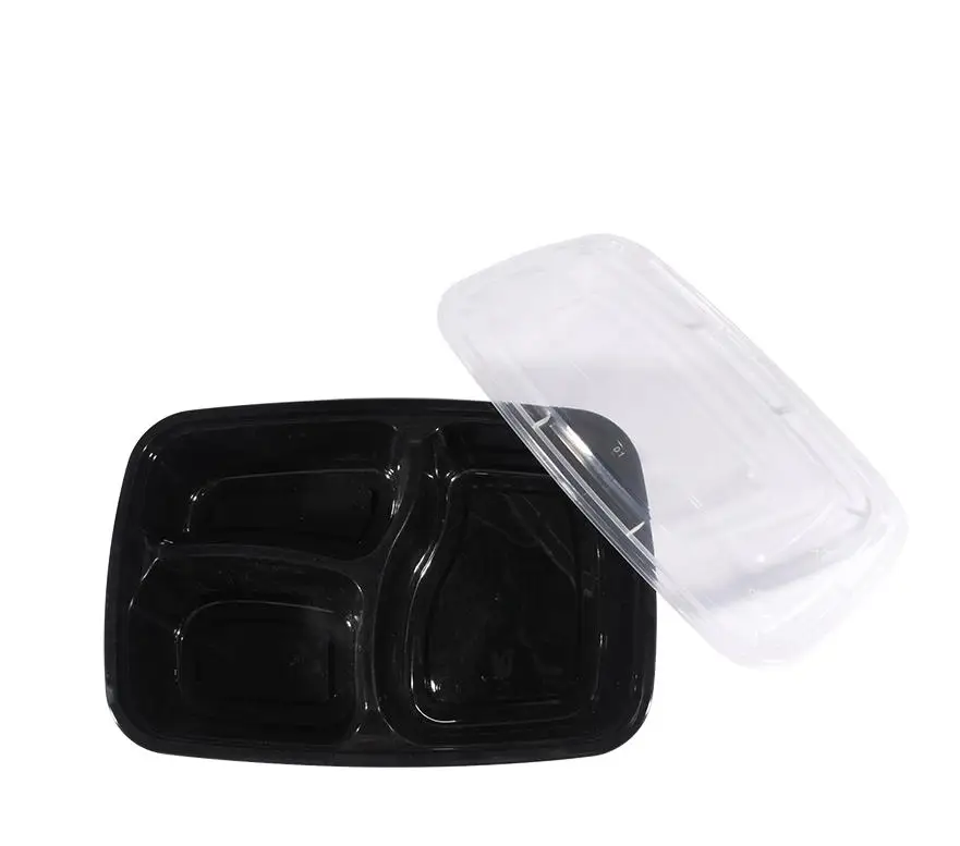 Gepai black clear  oven safe PP  lunchbox meal box disposable plastic takeaway food containers