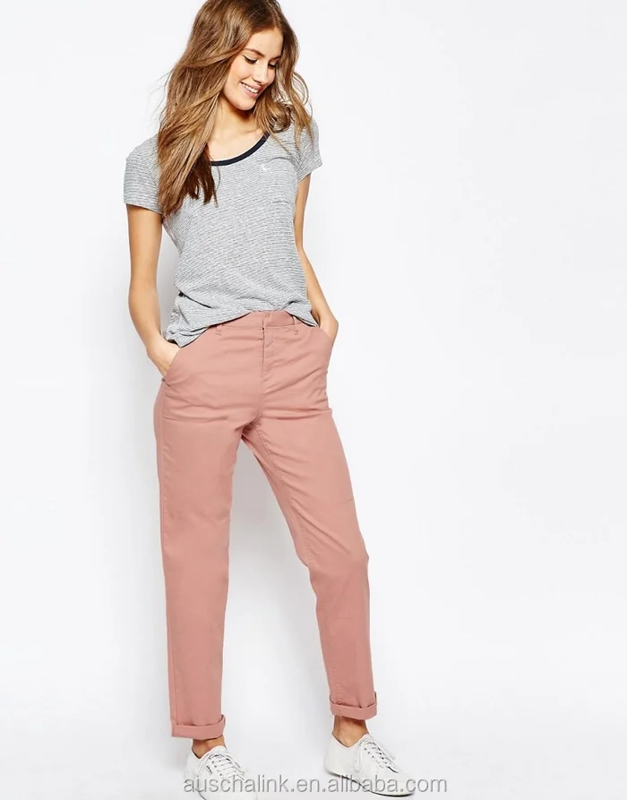 OEM custom high quality pocket pink office work wholesale casual pants women