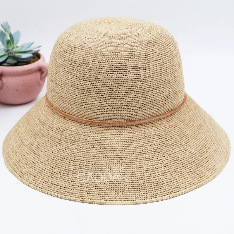 Raffia straw folding travel hats high quality hats women