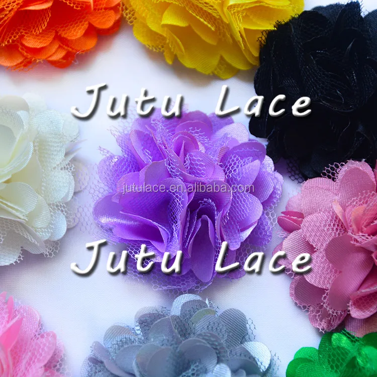 Decorative wedding dresses /invitation card satin fabric flower-mini mesh flowers for brooch -hair accessories scalloped flowers