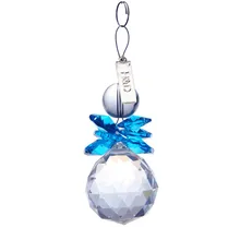 2PCS Clear 30mm Glass Crystal Ball Christmas Snowman Hanging Pendants Suncatcher Sky Blue Chandelier Part Prism Tree Decorations