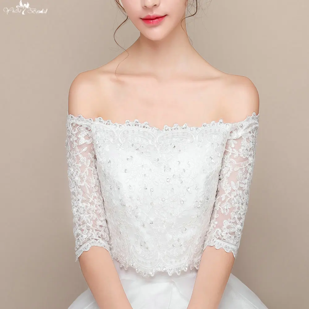 LZP090 Off Shoulder Long Sleeve Sequin Fabric Bolero Jacket Bolero Wedding