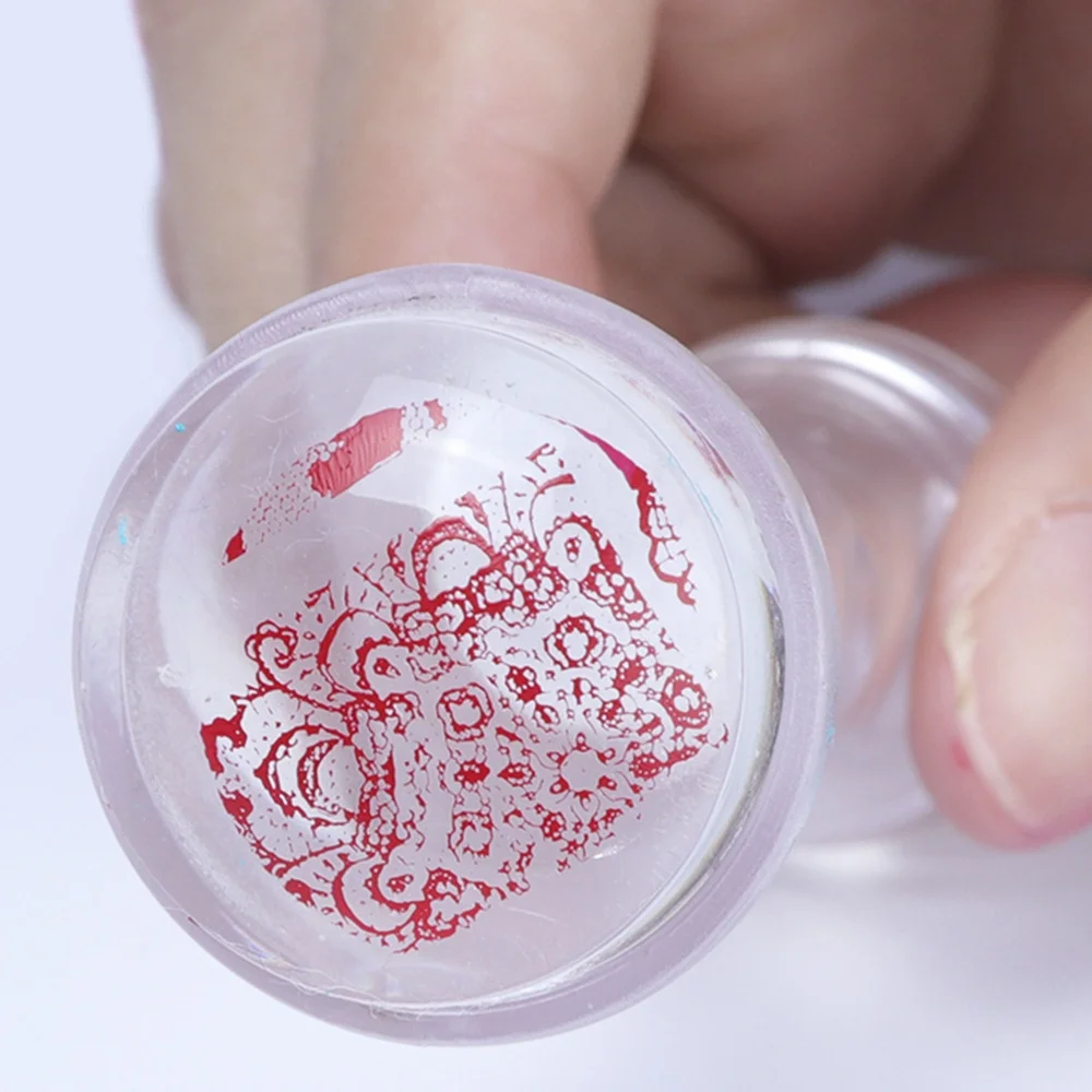 1sets Silicone Marshmallow Stamper Scraper Nail Art Stamp Clear Jelly Double Head Steel Plate Transfer Tools