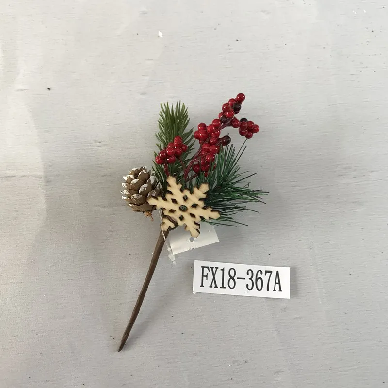 artificial Christmas berry picks with pine cone