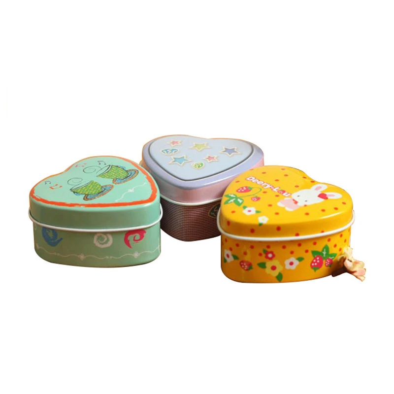 Wholesale Customized Tin / Tin Cans For Cake / OEM Heart Shape Cosmetic Tin Box