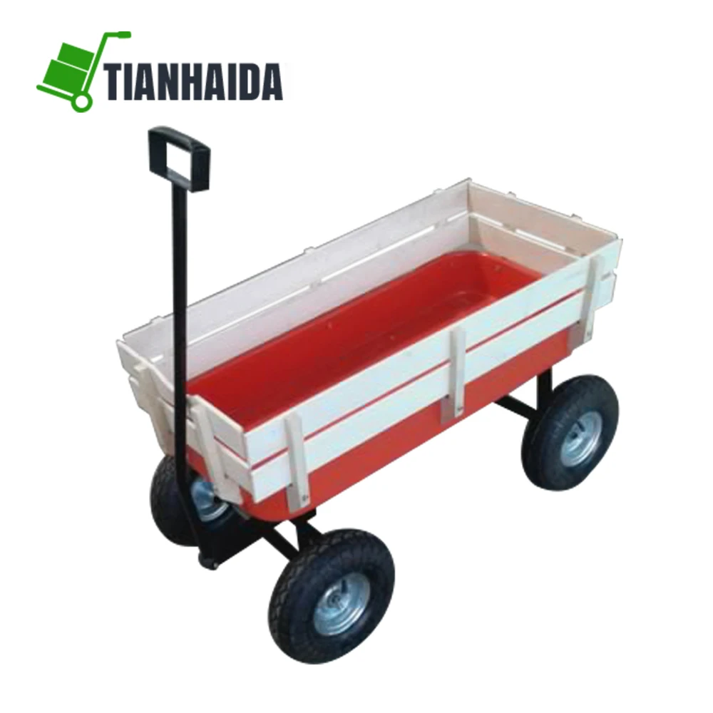 Деревянный красный Грузовой складной для хранения, пляжный садовый двор, детская тележка-тележка для детей