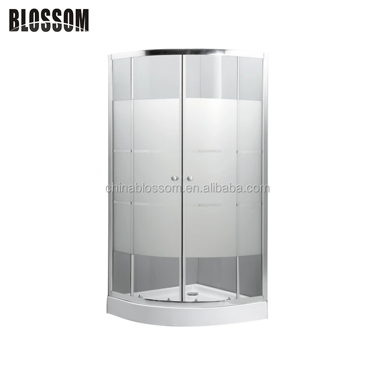 Bathroom corner sector cheap acid etched glass door enclosed shower cabin