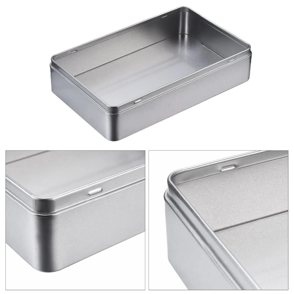 Silver rectangle packaging metal tin box with custom printing tin container jar