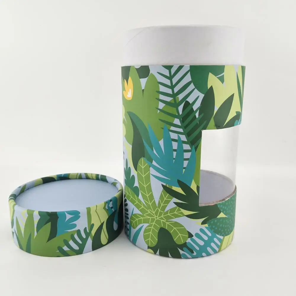 Custom kraft paper tube/cardboard round box with clear window