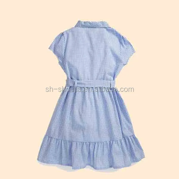 high quality blue gingham dress, girls gingham dresses, school uniform fancy dress