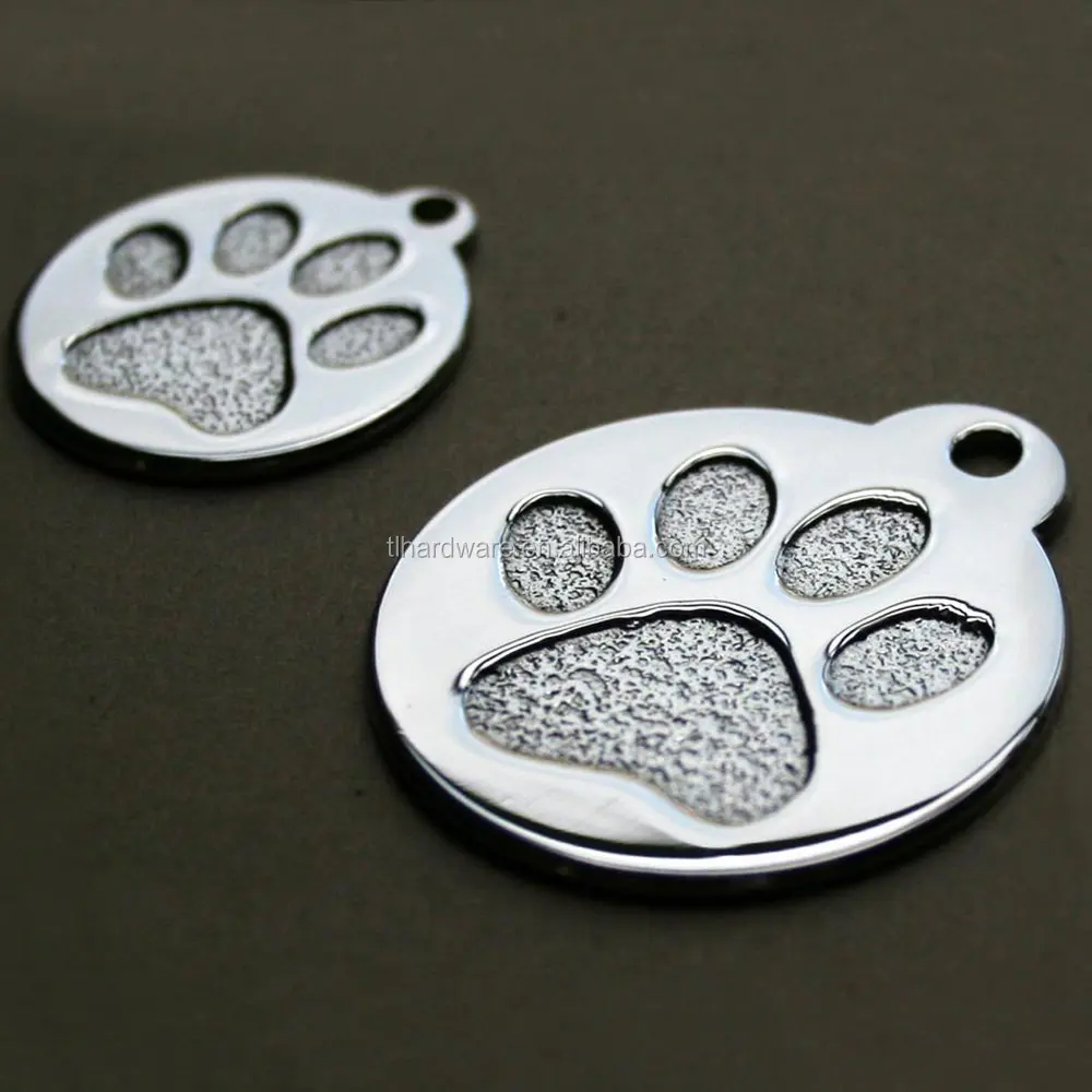 Factory wholesale zinc alloy dog paw tag stainless steel cat tag Custom Pet Dog ID Metal Tag With Engraving Logo