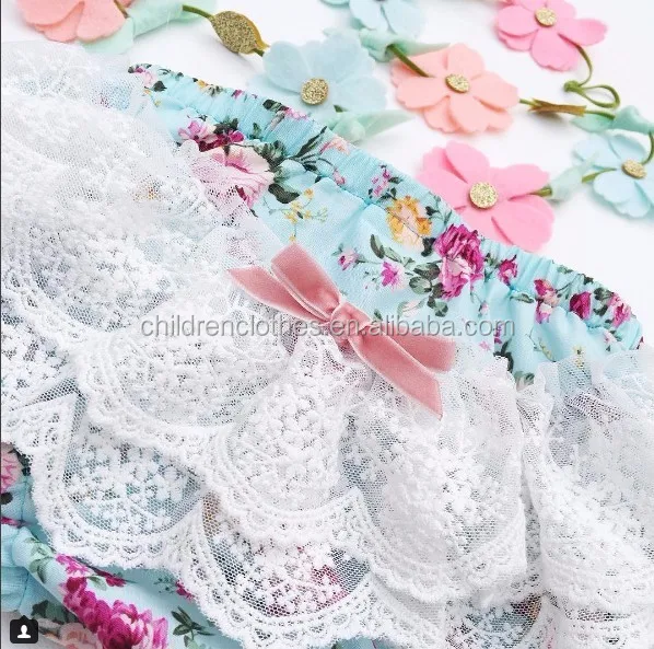 Оптовая продажа, Детские Короткие шаровары с винтажным принтом и оборками, нижнее белье для маленьких девочек