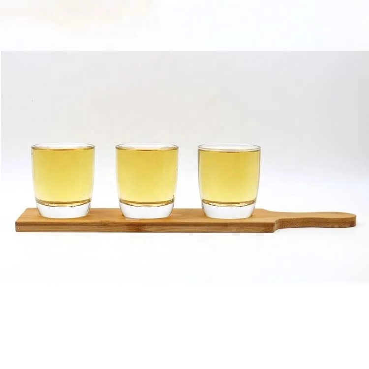 Anti-slip Long board Serving Tray wood wine glass holder and 3 holes Wine Tray Wooden beer Tray