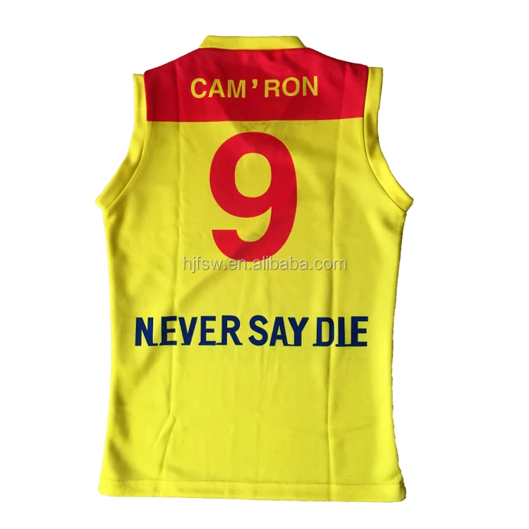 
new design custom sublimation AFL league jersey yellow colour 