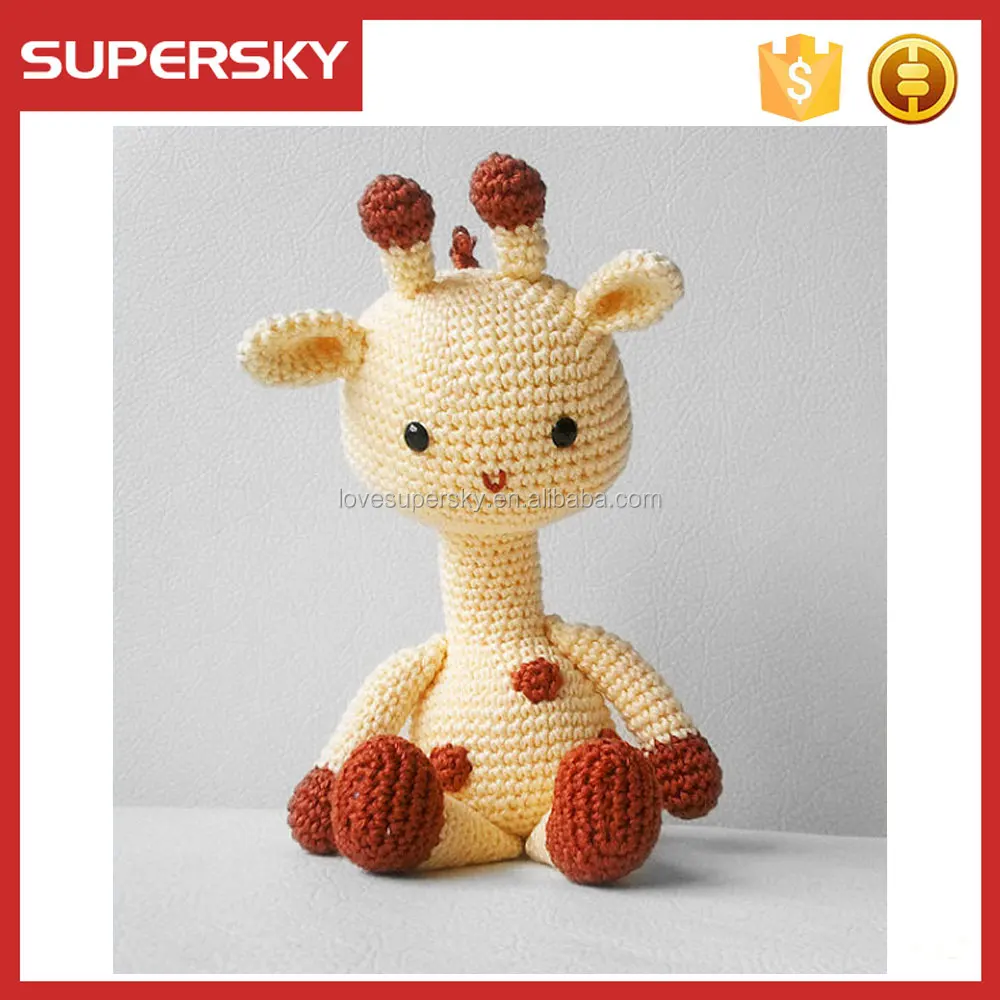 V723 Hand Knitted Giraffe Plush Doll Toy Handmade Crochet Baby Amigurumi Toy