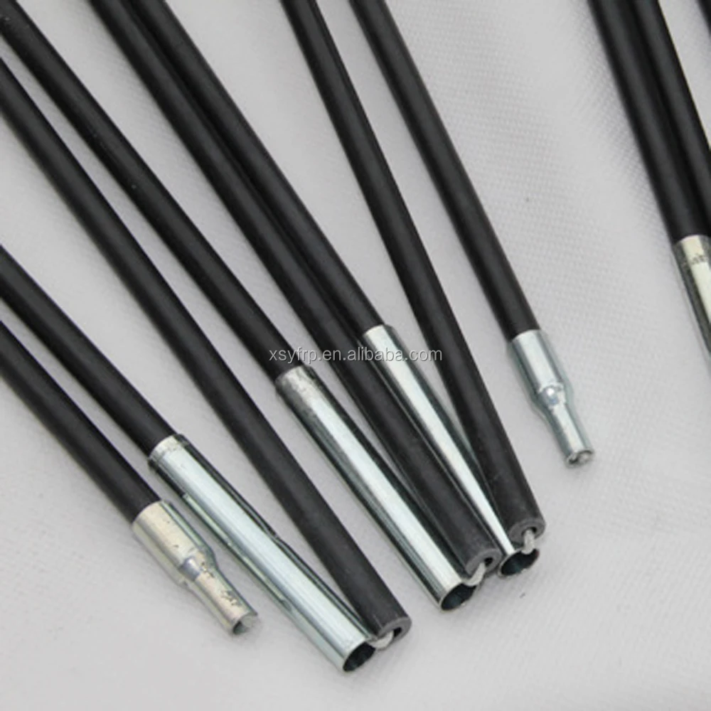 Folding Outdoor Vinyl Resin Material Fiberglass Rod Camping Tent Pole with Aluminum ferrule on one side