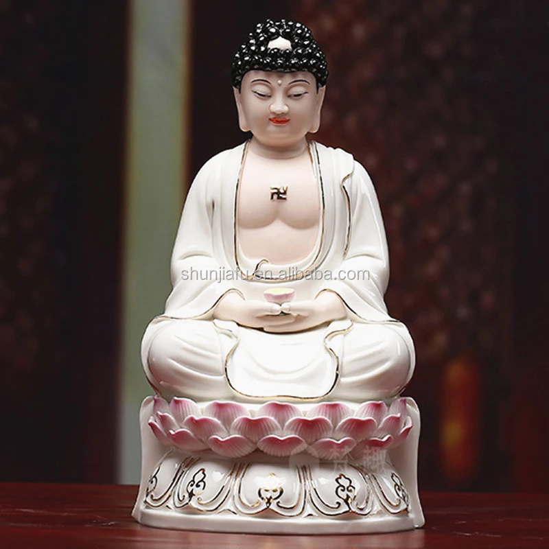 Pure White Wholesale Religious Crafts Statue Porcelain Figurine Ceramic Laughing Buddha