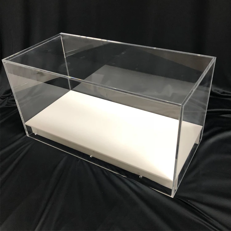 Прозрачная акриловая витрина на заказ с белой акриловой основой