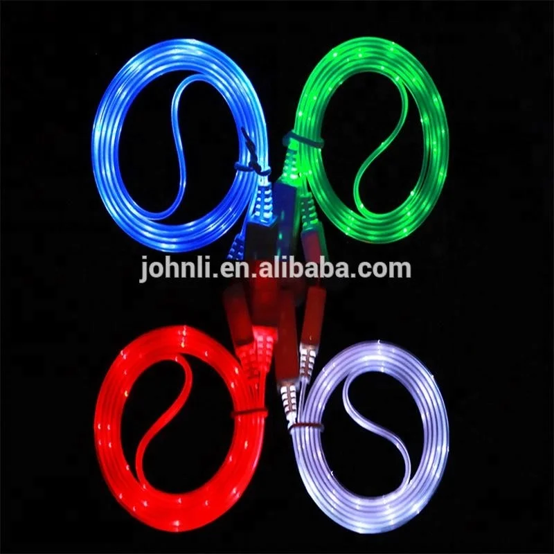 Visible Flowing LED Light USB data cable Quick charging sync cable for iphone IOS samsung for blackberry