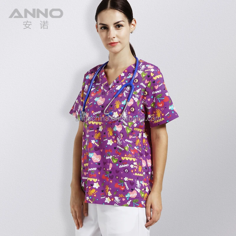 Anno wholesale fancy designer medical scrub suit for women