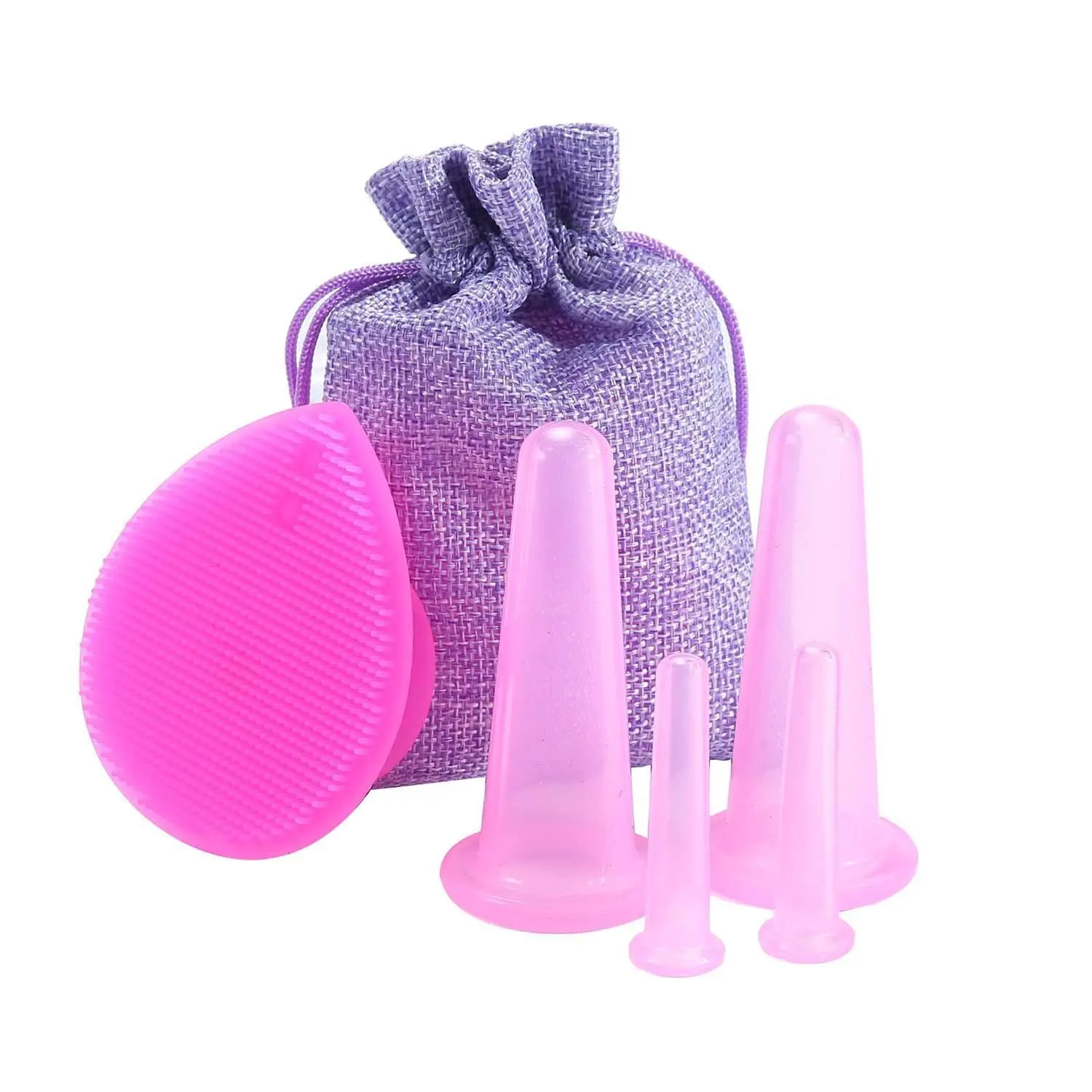 Beauty Skin Care Set of 4pcs Silicone Cupping Tools For Deep Face And Neck Facial Lifting