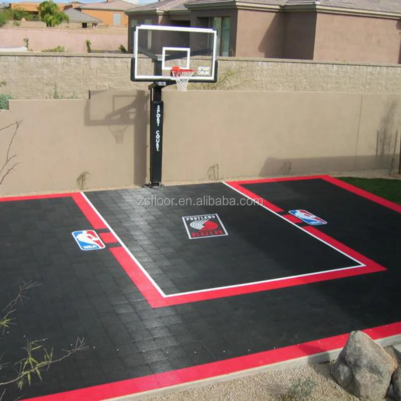 anti-slip interlocking plastic flooring tiles for outdoor sports flooring with shock pad underlay