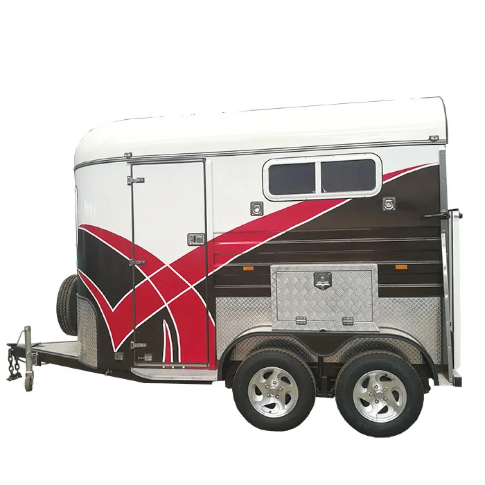 Colorful deluxe 2 horse trailer with  cabinet