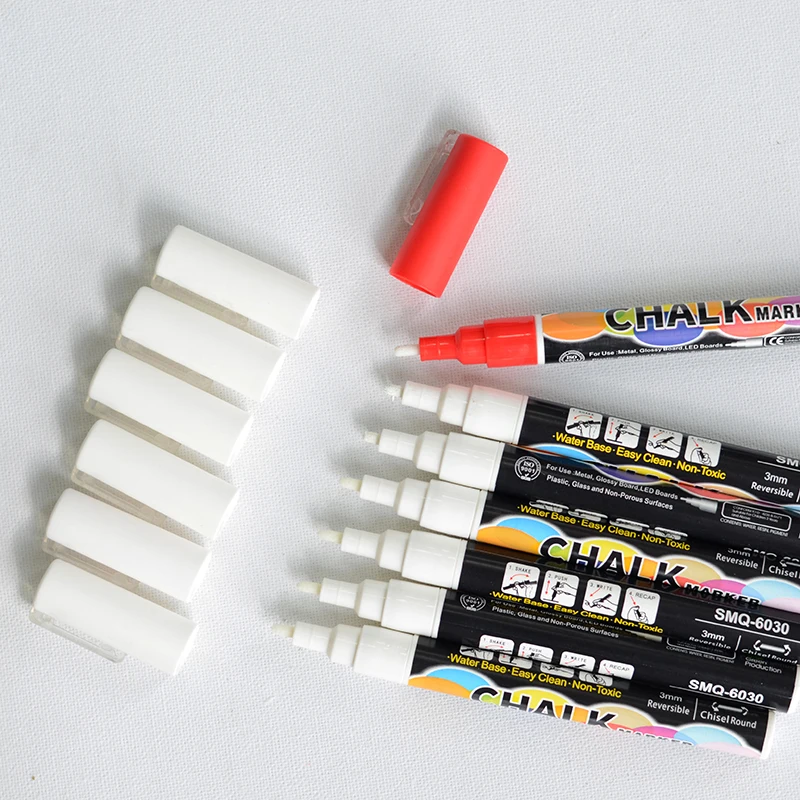 Fine reversible tip 3mm white chalk markers for blackboard