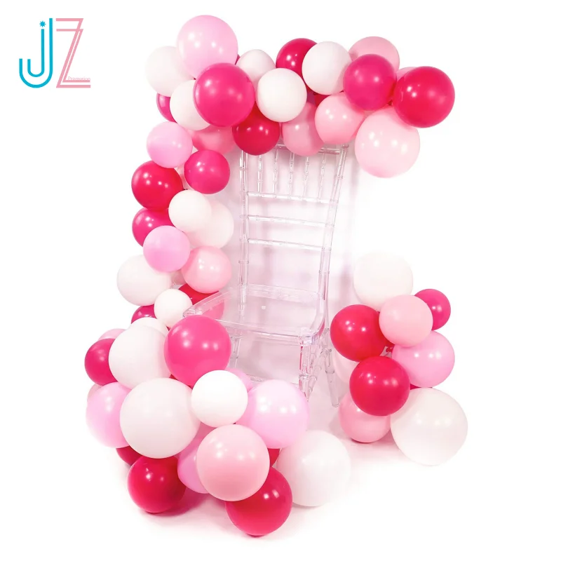 100pcs 12inch Balloons Arch Garland Kit Hot Fuchsia Latex Pale Pink Party Balloons White Balloons for Barbie Party Decorations